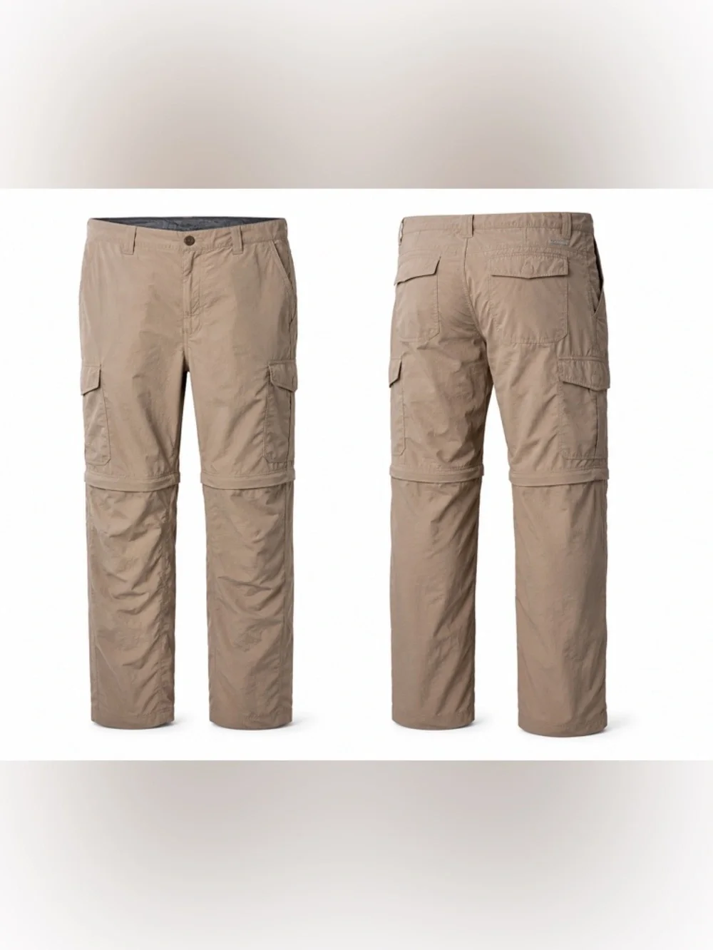 Columbia Omni Shade Convertible‎ Pants to Shorts Men Beige Sun Protection